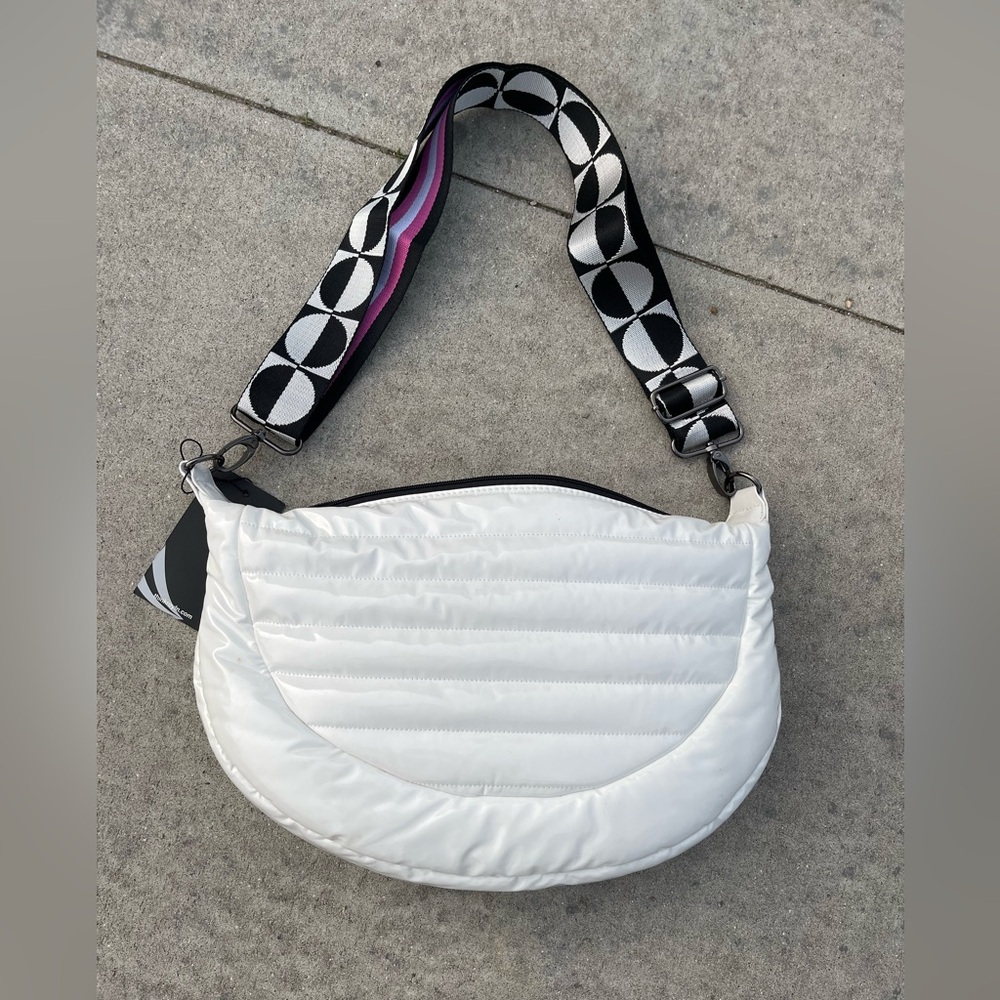 Think Royln Elton Hobo White Half Moon Reversible Strap Crossbody Bag NWT READ